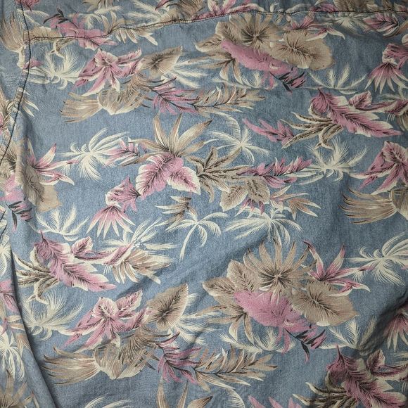 Men's Lee Size XL Hawaiian Casual Button Down Shirt Blue and Purple - Picture 8 of 8